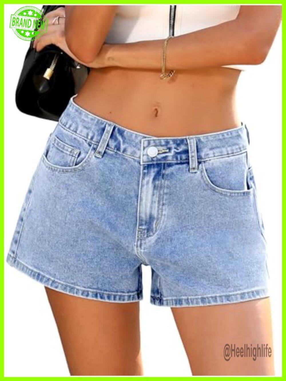 Baggy Jean Shorts for Women High Stretch A-Line Denim Jorts Summer Casual